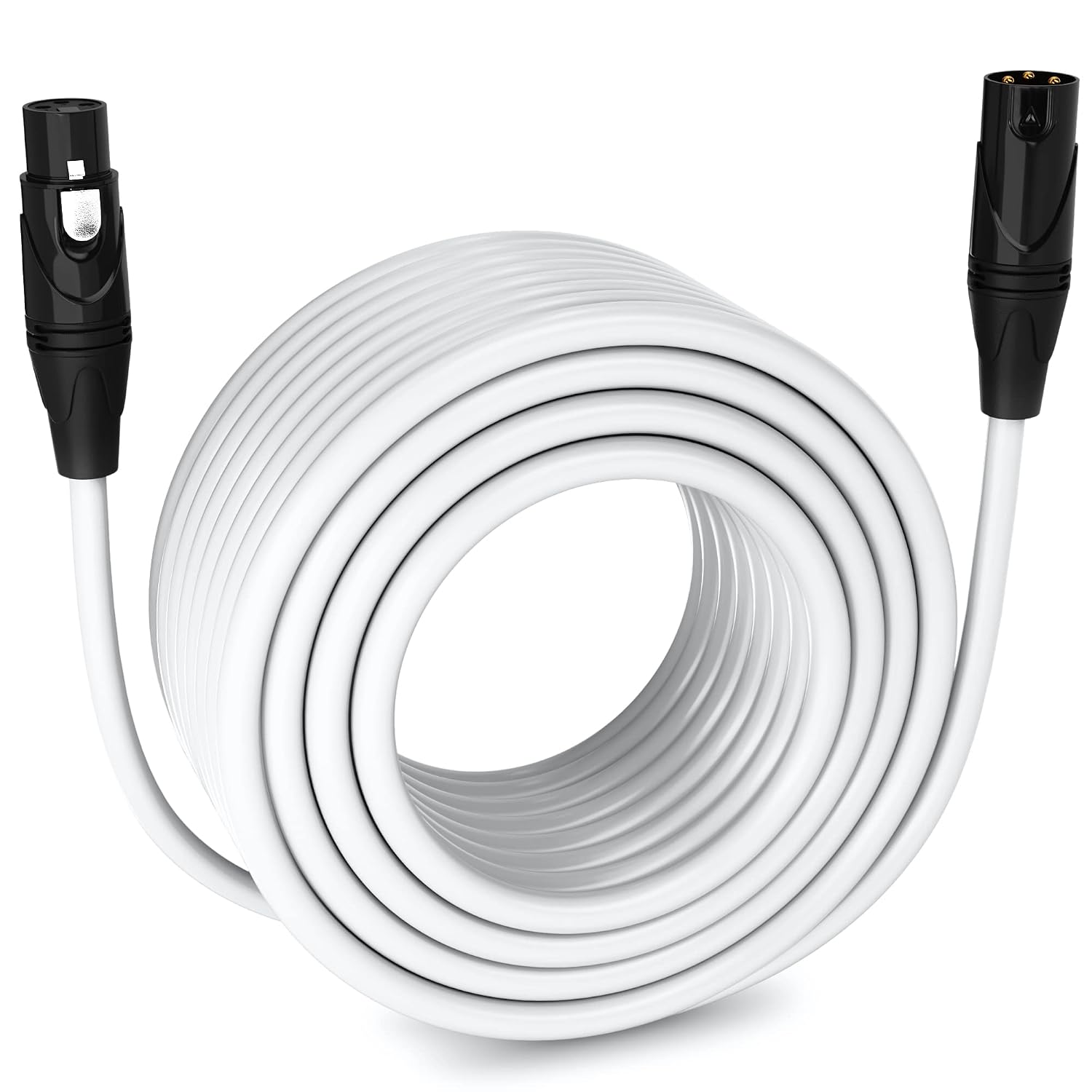 LyxPro 200 Feet XLR Microphone Cable Balanced Male to Female 3 Pin Mic Cord for Powered Speakers Audio Interface Professional Pro Audio Performance and Recording Devices - White
