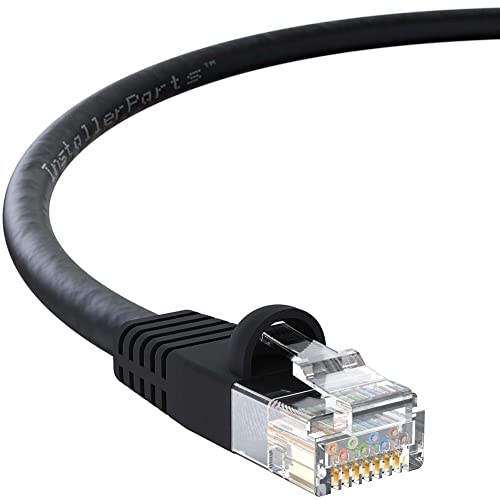 InstallerParts (2 Pack Ethernet Cable CAT5E Cable UTP Booted 150 FT - Black - Professional Series - 1Gigabit/Sec Network/Internet Cable, 350MHZ