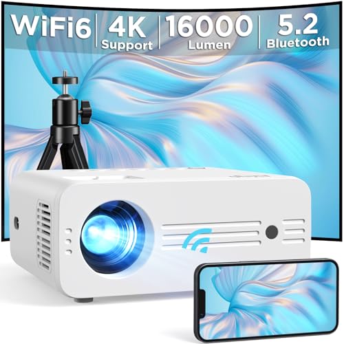 Netflix-Officially-LicensedAKIYO Smart Projector with WiFi and Bluetooth, Auto Focus & Keystone Portable Outdoor Projector, Native 1080P 4K Supported, Compatible with TV Stick Smartphone/HDMI/USB