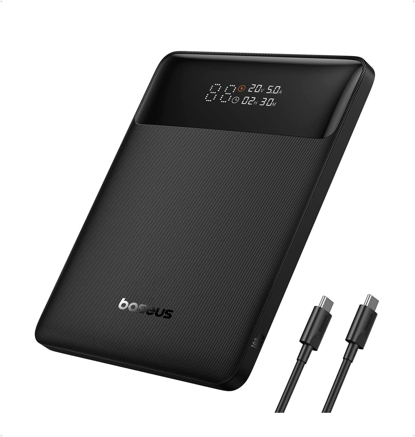 Baseus Laptop Power Bank, 100W Blade USB C Portable Charger, Super Fast Charging 20000mAh Slim Battery Pack for Laptop, MacBook Air, Dell, IPad, HP, iPhone, Samsung Galaxy, Switch, Steam Deck