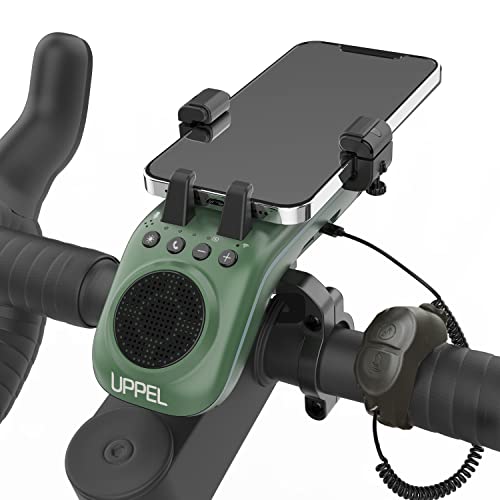 Bike Phone Mount, Multifunctional Phone Holder Bicycle Bluetooth Speakers 10-in-1 LED Light Power Bank Bike Horn Microphone Ideal for Road & Mountain Bike - Extreme & Casual Cycling (Green)