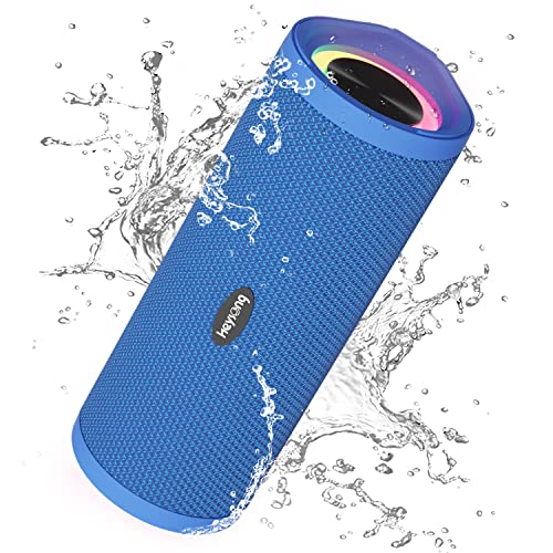 HEYSONG Portable Bluetooth Speaker, Waterproof Wireless Shower Outdoor Speakers, IPX7 Floating, 5000mAh, TF Card, Good Bass, Loud Sound for Beach, Pool, Kayak Accessories, Gifts for Men Women - Blue
