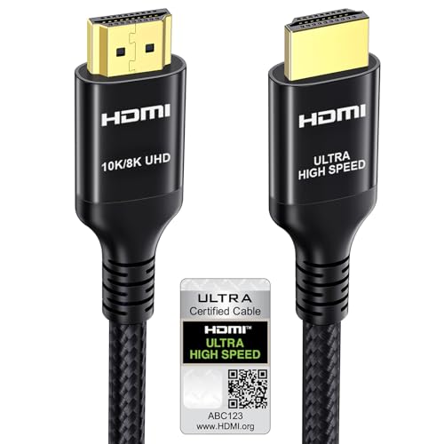 Etseinri 10K 8K 4K HDMI Cable 13ft, Certified 48Gbps Ultra High Speed HDMI Cable 4K@120Hz 8K@60Hz eARC HDCP 2.2&2.3 Dynamic HDR Dolby Atmos Compatible with PS5 X-Box HDTV Monitor