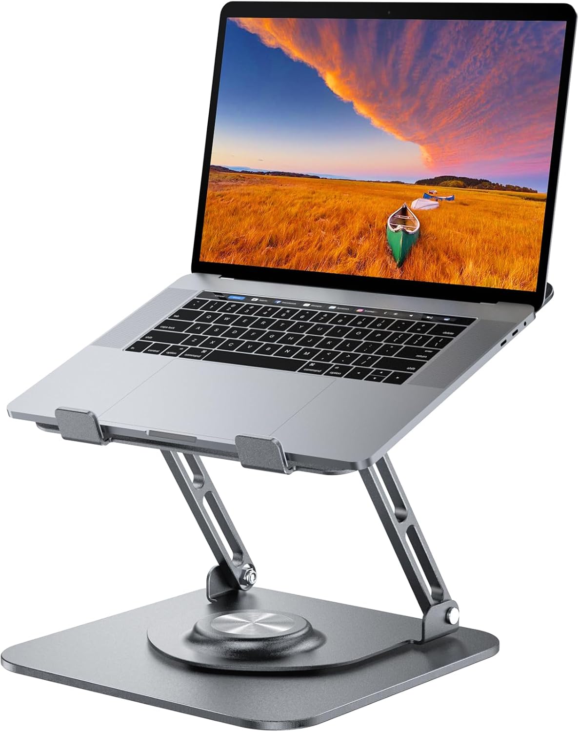 Laptop Stand for Desk, Adjustable Computer Stand with 360 Rotating Base, Ergonomic Laptop Riser for Collaborative Work, Foldable & Portable Laptop Stand, fits for All 10-16" Laptops