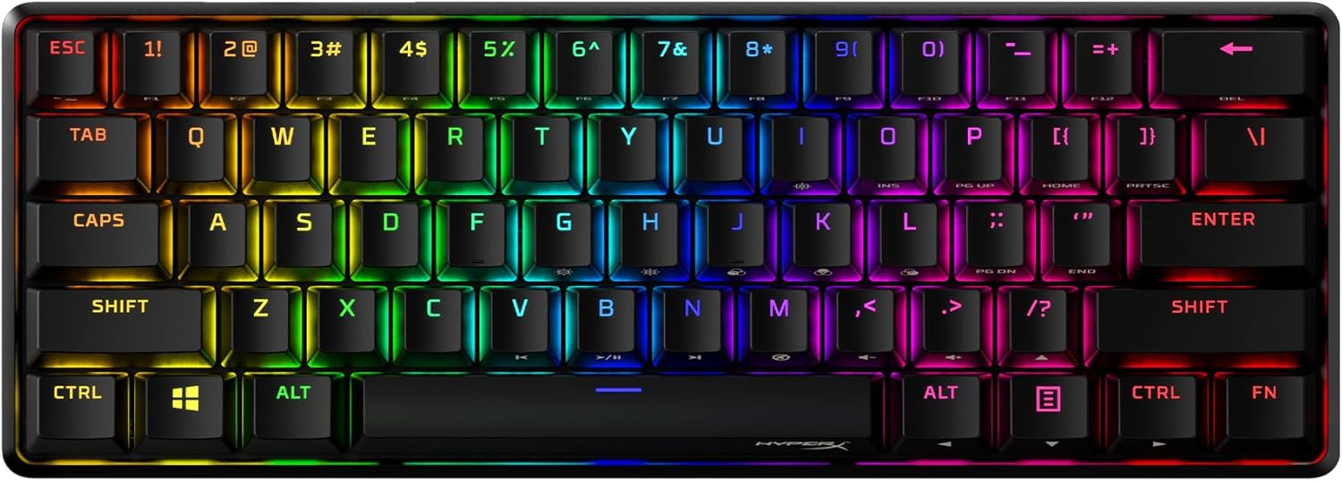 HyperX Alloy Origins 60 - Mechanical Gaming Keyboard - Ultra Compact 60% Form Factor - Tactile Aqua Switch - Double Shot PBT Keycaps - RGB LED Backlit - NGENUITY Software Compatible,Black