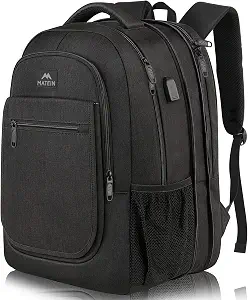 Backpack for School, Expandable 15.6 inch College Backpack for Boys Girls, Anti Theft Travel Backpack with USB Charging Port, Water Resistant Laptop Backpack Large Bookbag Gifts for Men Women, Black