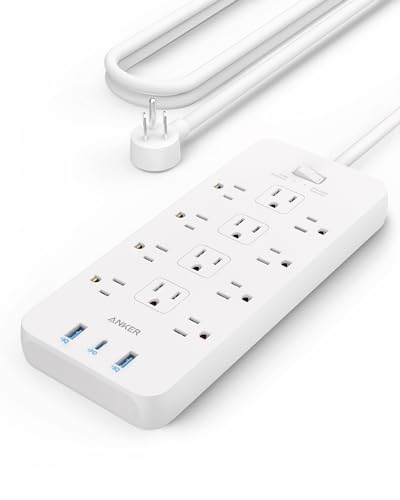 Anker Power Strip with 3 USB Ports (12 Outlets, Flat Plug)