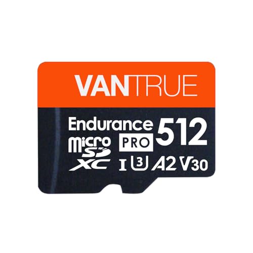 Vantrue 512GB microSDXC UHS-I U3 4K UHD Video High Speed Transfer Monitoring SD Card with Adapter for Dash Cams, Body Cams, Action Camera, Surveillance & Security Cams