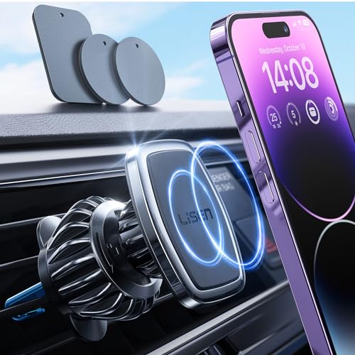 LISEN for Magsafe Car Mount Charger Wireless 15W Car Charger for iPhone [Powerful Magnets] Magnetic Car Phone Holder Mount Wireless Fast Charging for Magsafe Charger Fits iPhone 14 13 12 Magsafe Case