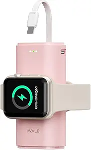 iWALK Portable Charger for iWatch, 9000mAh Power Bank with Built in Cable, Battery Pack Charger Portable Compatible with Apple Watch Series 8/7/6/Se/5/4/3/2, iPhone14/13/12/12 Pro Max/ 11/6s