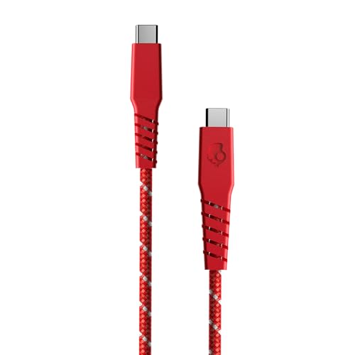 Skullcandy Line+ Braided USB C Charger Cable, 100W USB C to USB C with Fast Charging for iPad/Mini/Pro/Air, Macbook Pro, Samsung Galaxy, Nintendo Switch and Laptops, 10ft - Red