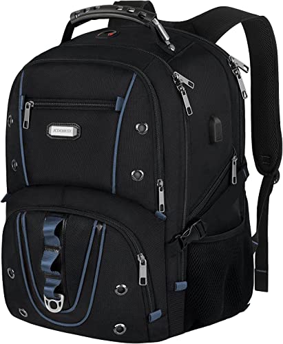 Travel Laptop Backpack, 17.3 Inch XL Heavy Duty Computer Backpack with RFID Pockets, TSA Friendly Extra Large College Daypack with USB Charging Port, Stylish Laptop Bag for Men/Women,Blue