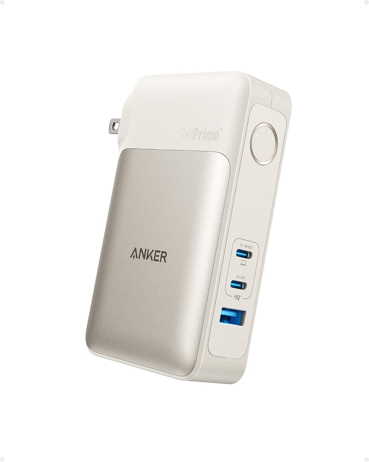 Anker GaNPrime Power Bank, 2-in-1 Portable Charger, 10,000mAh 30W USB-C Battery Pack with 65W Wall Charger, Works for iPhone 15/15 Plus/15 Pro/15 Pro Max/14/13, Samsung, Pixel, MacBook, Dell