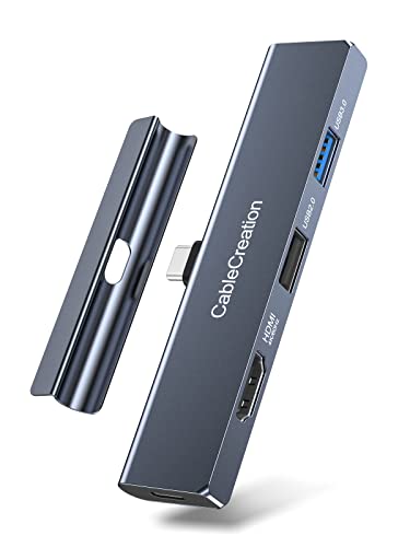 iPad Pro USB C Hub, CableCreation 5-in-1 USBC Hub Multiport Adapter with 4K 60hz HDMI, USB 3.0, USB C Charging and 3.5mm Audio Jack with Magnetic Grip for MacBook, iPad Pro,iPad Air and More