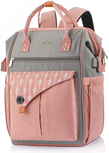 17.3 Inch Laptop Backpack for Women, Travel Anti Theft School Backpack with USB Charging Port, Water Resistant College School Computer Bag Gifts for Women, Girls, Teacher