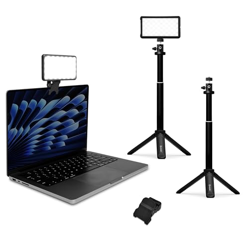 Lume Cube Broadcast Lighting Kit Live Stream Webcam Light for Computer & Laptop Enhance Video Calls Streaming & Vlogging Include Adjustable Tripod & Laptop Clip Adjust Brightness & Color Temperature