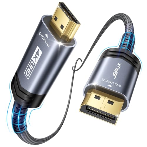 JSAUX 4K DisplayPort to HDMI Cable 10FT-5Pack, DP to HDMI Male Video UHD 4K@30Hz Nylon Braided DP to HDTV Uni-Directional Cord for Dell, Monitor, Projector, Desktop, AMD, NVIDIA, Lenovo, HP,ThinkPad
