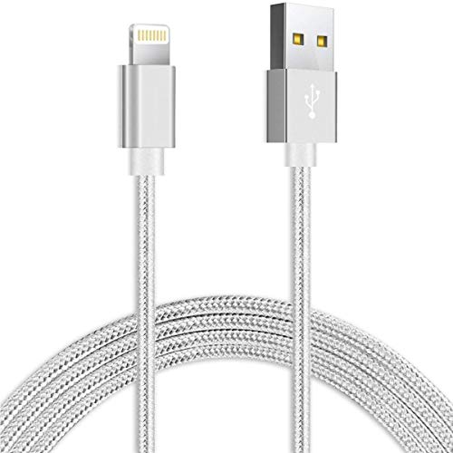 Ironten iPhone Charger Lightning Cable, 40 Pack 6 ft Silver Nylon Braided USB Charging High Speed Data Sync Transfer Cord Compatible with iPhone 14 13 12 11 Pro Max Xs Max Xr Xs X 8 7 Plus 6s 6
