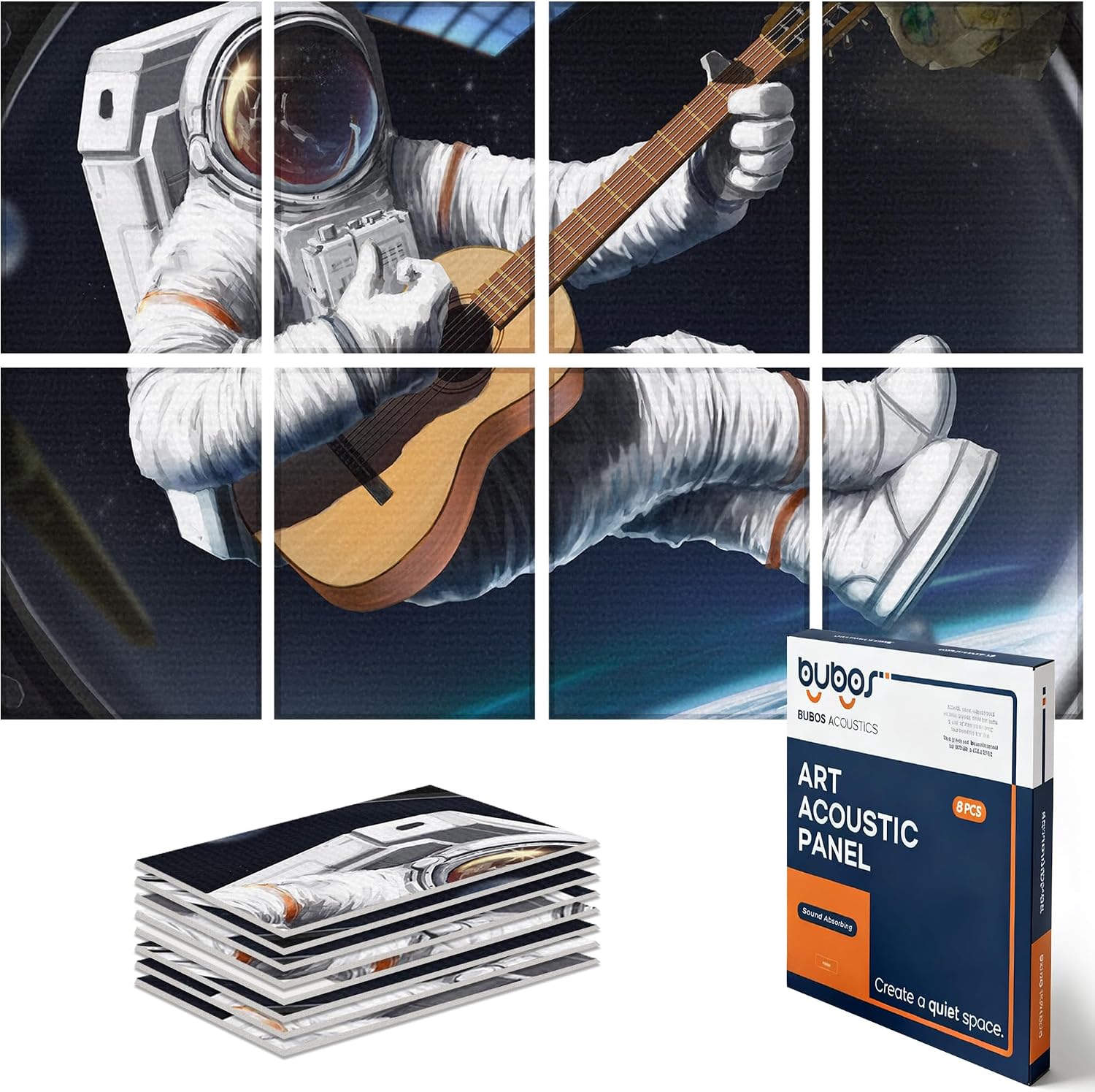 BUBOS 8 Pack Art Acoustic Panels (Space Guitar)
