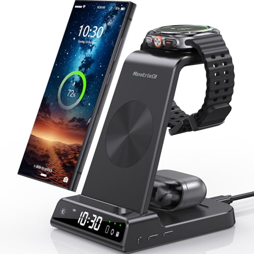 Wireless Charger for Samsung Charging Station, 3 in 1 Android Phone Charger for Samsung Galaxy S25 Ultra/S24 Ultra/S23/Flip7, Galaxy Watch 8/8 Classic/Ultra/7/6/5, Galaxy Buds 3 Pro/3