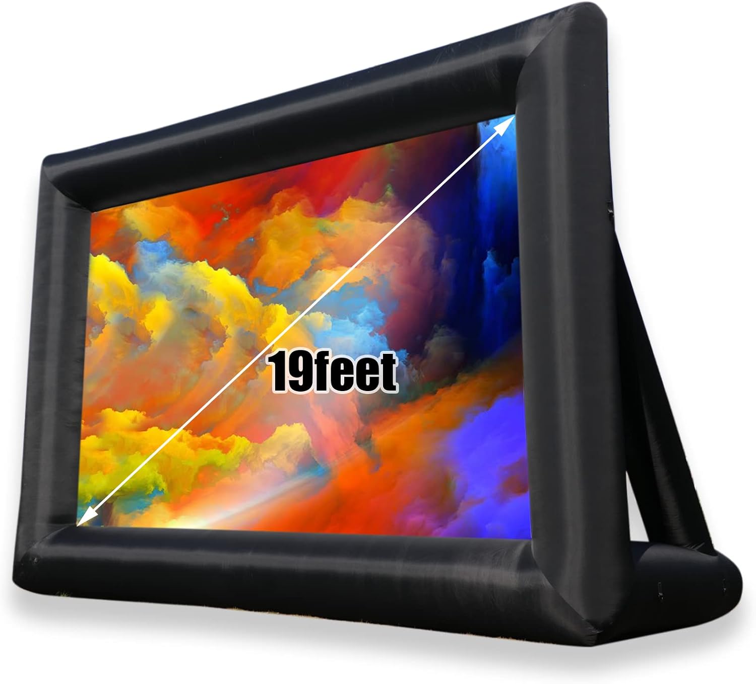 19ft Inflatable Projector Movie Screen for Outside and Indoor Theater Projector Screen,Supports Front and Rear Projection,Includes a Powerful Fan, Strapping, Repair Kit and Storage Bag