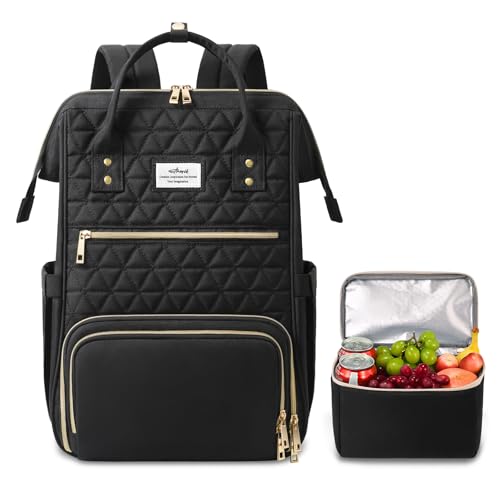 ETRONIK Lunch Backpack for Women, 15.6 in Laptop Backpack with USB Charging Port, Teacher Nurse Work Backpack with Cooler Bag Insulated Laptop bag Gifts for Women Men, Black