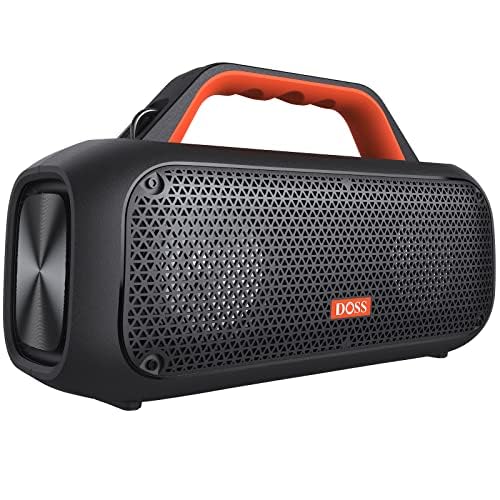 DOSS Extreme Boom Bluetooth Outdoor Speaker with 60W Mighty Sound, Deep Bass, 30H Playtime, USB-C, Bluetooth 5.3, IPX6 Waterproof with Portable Strap for Camping, Beach, Garage-Orange