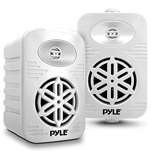 PyleUsa Indoor Outdoor Speakers Pair - 300 Watt Dual Waterproof 4 2-Way Full Range Speaker System w/ 1/2 High Compliance Polymer Tweeter - in-Home, Boat, Deck, Patio, Poolside (White) - PDWR45WT