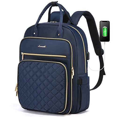 LOVEVOOK Laptop Backpack for Women, Water Resistant Travel Work Backpacks Purse Stylish College Business Teacher Nurse Computer Bag with USB Charging Port, Fits 17" Laptop