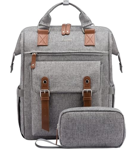 LOVEVOOK Laptop Backpack for Women Work Travel Teacher Commuter Backpack Business Computer Bag Doctor Nurse Bags College Backpack Purse Laptop Bag, Casual Daypack, 15.6 Inch, Grey