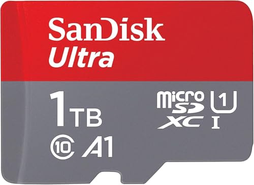 SanDisk 1TB Ultra microSDXC UHS-I Memory Card with Adapter - Up to 150MB/s, C10, U1, Full HD, A1, MicroSD Card - SDSQUAC-1T00-GN6MA [New Version]