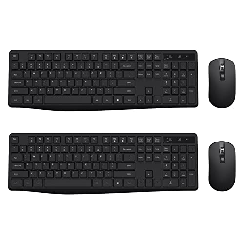 Wireless Keyboard and Mouse Combo, Lovaky 2.4G Full-Sized Ergonomic Keyboard, 3 DPI Adjustable Cordless USB Mouse, Quiet Click for Computer/Laptop/Windows/Mac (2 Pack, Black)