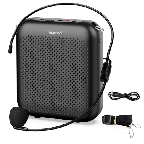 Norwii Bluetooth Voice Amplifier, Portable Mini Wired Microphone Headset (Black)