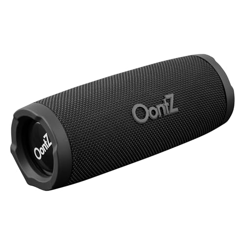 OontZ Cylinder Portable Bluetooth Speaker 5.0 - IPX7 Waterproof, 14W Enhanced Sound, 20-Hr Battery, 100ft Wireless Range, Deep Bass and Clear Audio, Durable Shower Speaker for Pool or Beach (Black)