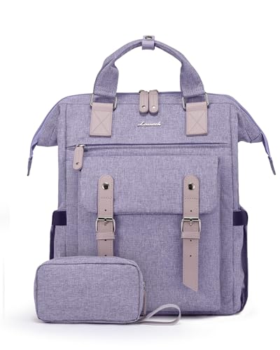 LOVEVOOK Laptop Backpack for Women, 17.3 Inch Teacher Nurse Bag Work Travel Computer Backpacks Purse, College Bookbag for School, Water Resistant Daypack
