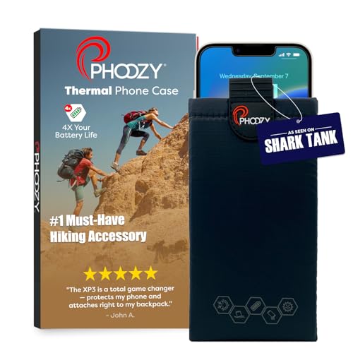 PHOOZY Thermal Phone Case - XP3 Series: Ultra-Rugged Insulated Cell Phone Pouch Prevents Overheating, Extends Battery Life, Drop Protection, Floats in Water, New AGION Lining (Medium-Black)