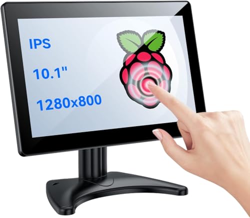Eyoyo 10 Inch Touchscreen Monitor, Raspi Touch Screen, Small VGA AV HDMI Monitor, Portable IPS Display for CCTV DVD PC Laptop POS Systems with Speakers
