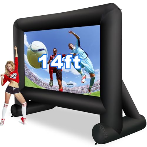 14 Feet Indoor and Outdoor Inflatable Blow up Mega Movie Projector Screen with Carry Bag for Front and Rear Projection