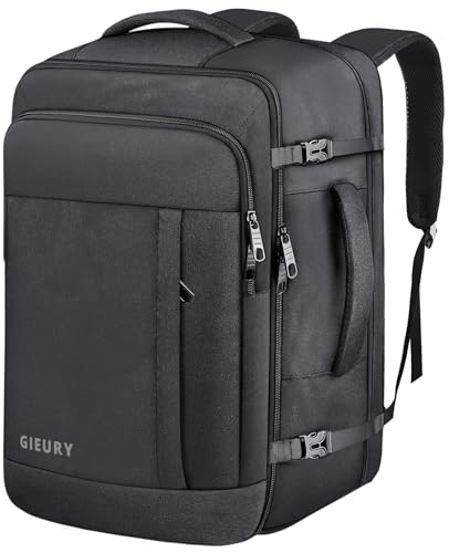 Carry On Backpack, 50L Travel Backpack, Luggage Backpack TSA Flight Approved Laptop Backpack for Men & Women, Large Expandable 40L Daypack Lightweight Business Weekender Bag, Black