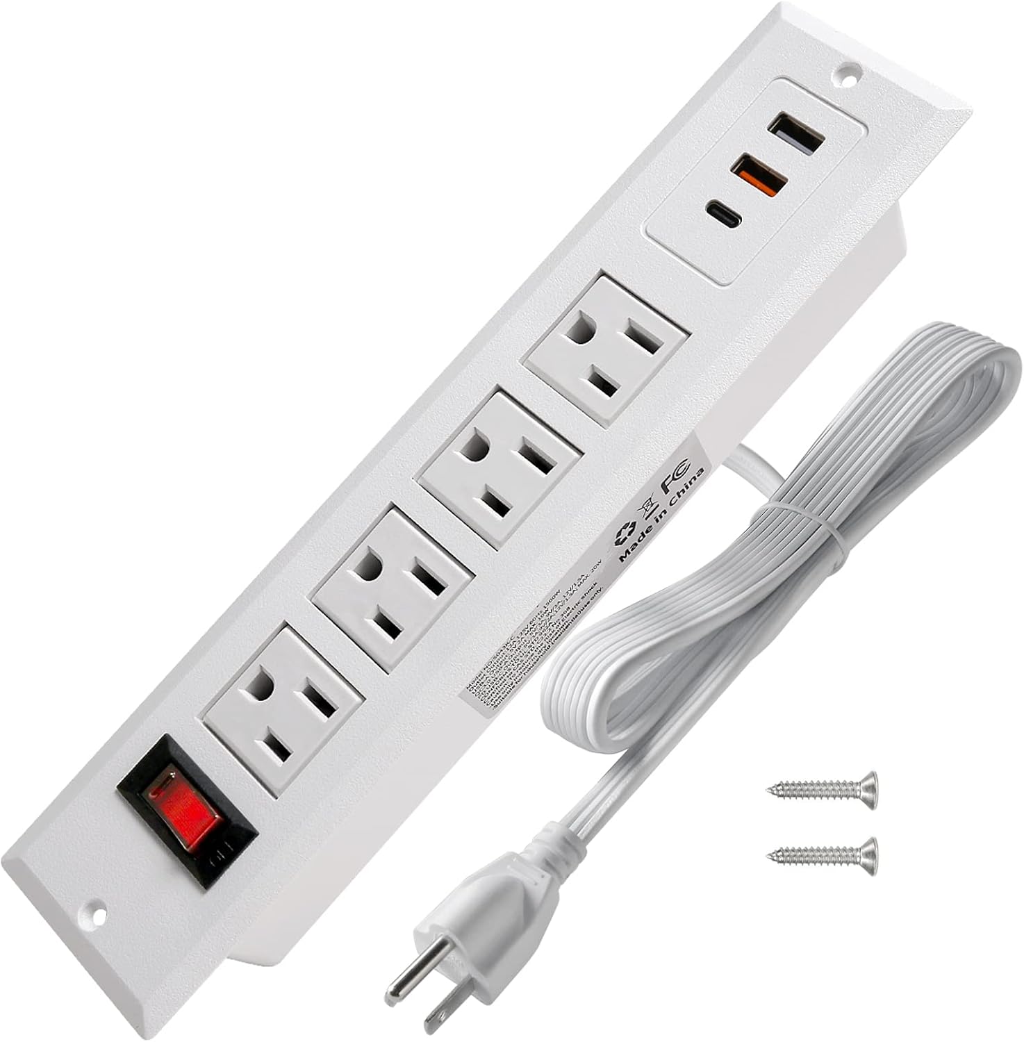HdcTek 20W Mountable Power Strip (White)