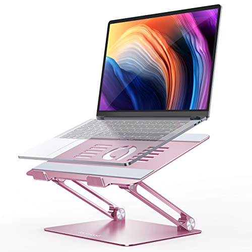 Lamicall Adjustable Laptop Stand, Portable Laptop Riser, Aluminum Laptop Stand for Desk Foldable, Ergonomic Computer Notebook Stand Holder for MacBook Air Pro, Dell XPS, HP (10-17.3'') -Pink
