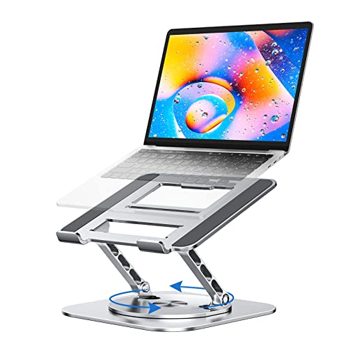 MCHOSE Laptop Stand with 360 Rotating Base, Foldable Adjustable Computer Holder, Ergonomic Design Compatible with MacBook Air Pro, Dell XPS, HP, Lenovo More 10-17" (A-Silver)