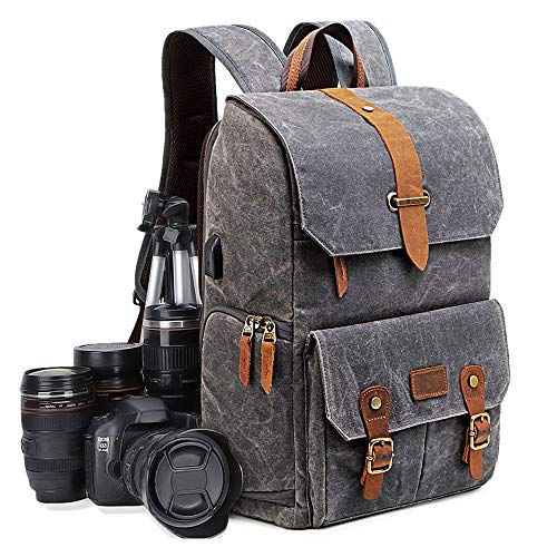 UBAYMAX Camera Backpack, DSLR SLR Waterproof Canvas Camera Bags Rucksack 15.6 inch Laptop Bag Travel Bag for Canon Nikon Sony Camera and Lens Tripod Accessories