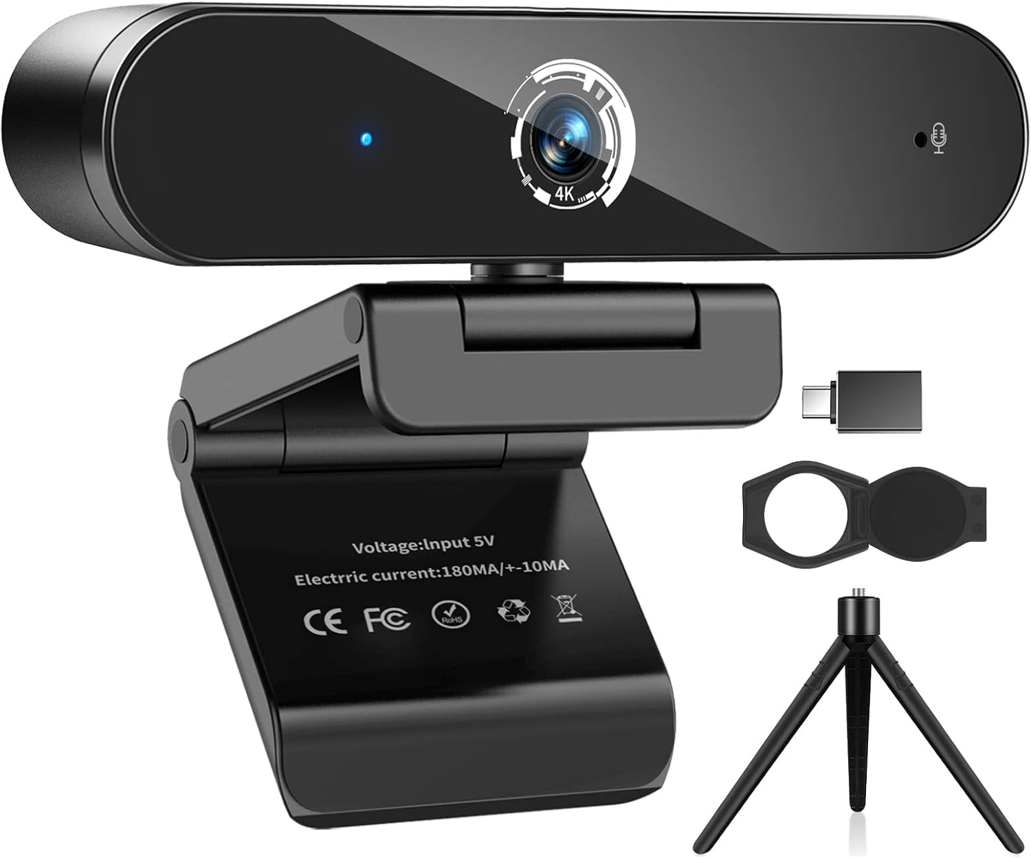 4K Webcam with Microphone, 4K Autofocus Web Camera with Privacy Cover and Tripod,Plug and Play,USB Webcam for Laptop PC,Pro Streaming/Video Recording/Calling Conferencing/Online Classes