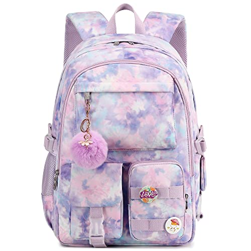 Laptop Backpacks 16 Inch School Bag College Backpack Anti Theft Travel Casual Daypack Bags Cute Bookbags Large Colorfull Carry on Back Pack for Teens Girls Women Students (Tie-Dye Purple)