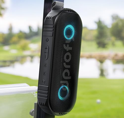 Dprofy New Play 2 Rounds, Magnetic Bluetooth Golf Speaker, Stereo Sound Portable Pro Wireless Waterproof Speaker with Rich Bass, Golf Accessories Golf Gifts (with Light)