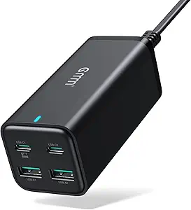 100W USB C Charger Block, GMM 4-Ports [2USB-C + 2USB] Charging Station with 5ft AC Cord, PD PPS GaN Fast Charging Block, Type C Power Adapter for MacBook Pro Air/iPad Pro/iPhone/Samsung Note/Galaxy