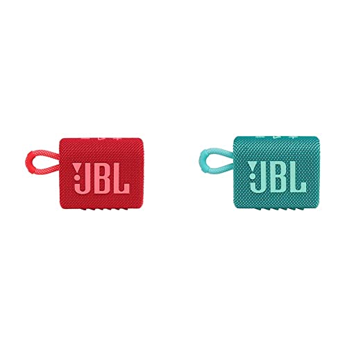 JBL Go 3 Portable Bluetooth Speakers (Red and Teal)