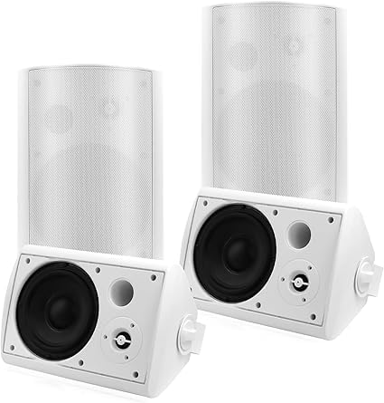 STUDIOFINIX 6.5 Inch Passive Indoor Outdoor Speakers Wired Waterproof with 800Watts, Wall Mount Speaker,for Patio,Covered Porch,Deck,Poolside(4 Speakers,White)