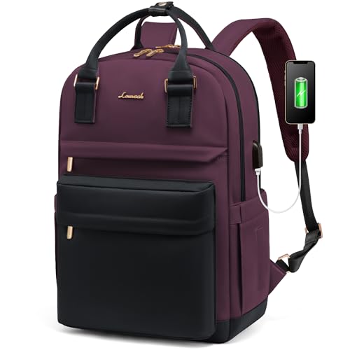 LOVEVOOK Laptop Backpack for Women 15.6 Inch Laptop Bag with USB Port, Fashion Waterproof Backpacks Teacher Nurse Stylish Travel Bags Vintage Daypacks for College Work